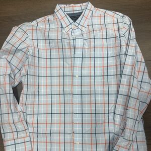 Banana Republic Orange and Gray Plaid Men's Shirt